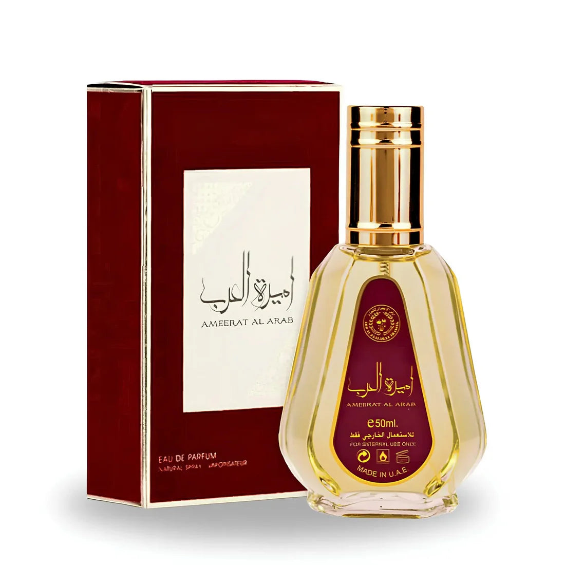 Bilde av esken og parfymeflasken side om side av Ameerat Al Arab Perfume 50ml EDP Ard Al Zaafaran