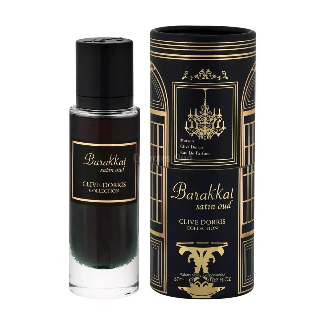parfymen og eksen side om side av Barakkat Satin Oud Perfume 30ml by Clive Dorris