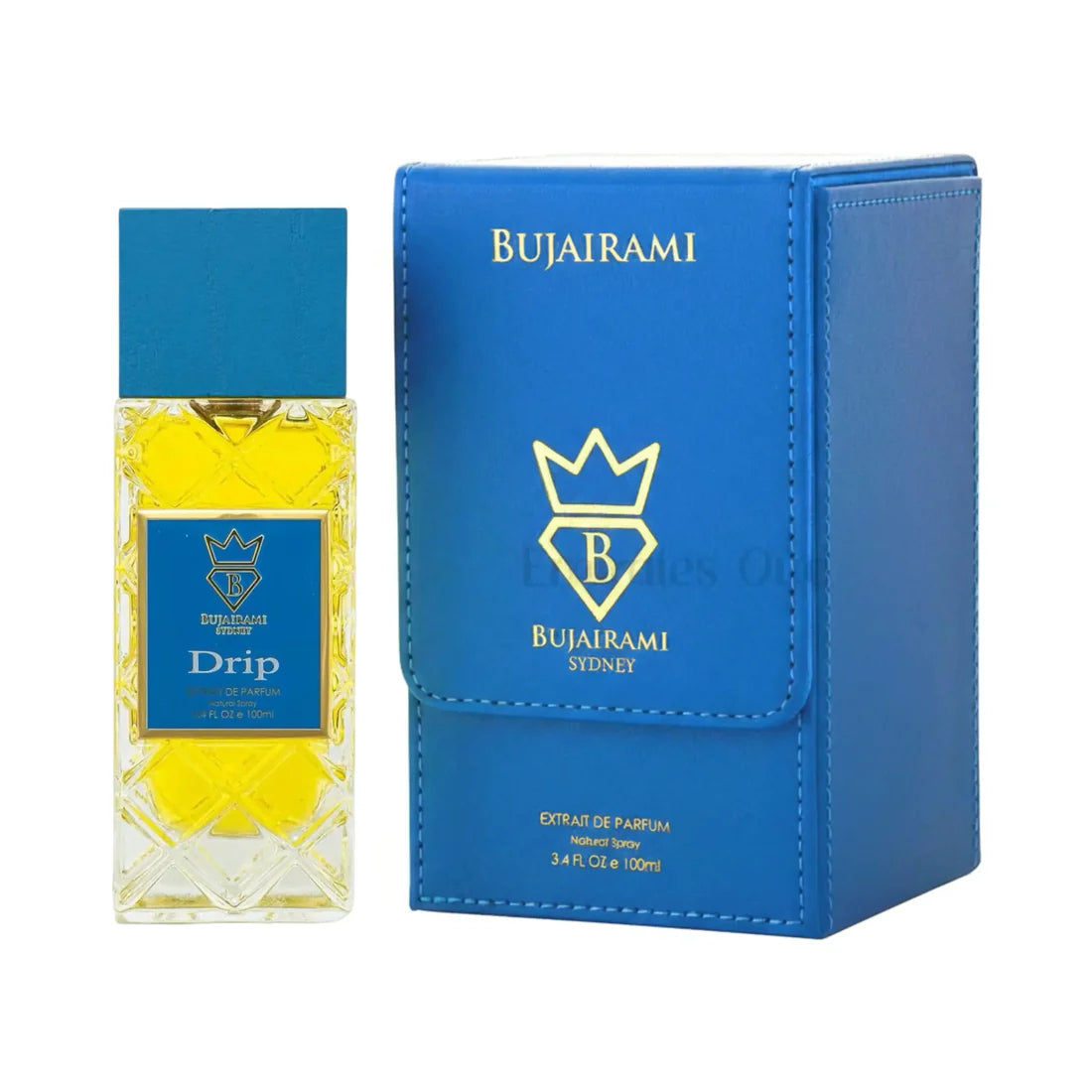 Parfymeflasken og eksen til Bujairami Drip Extrait de Parfum 100ml Bujairami Sydney
 side om side