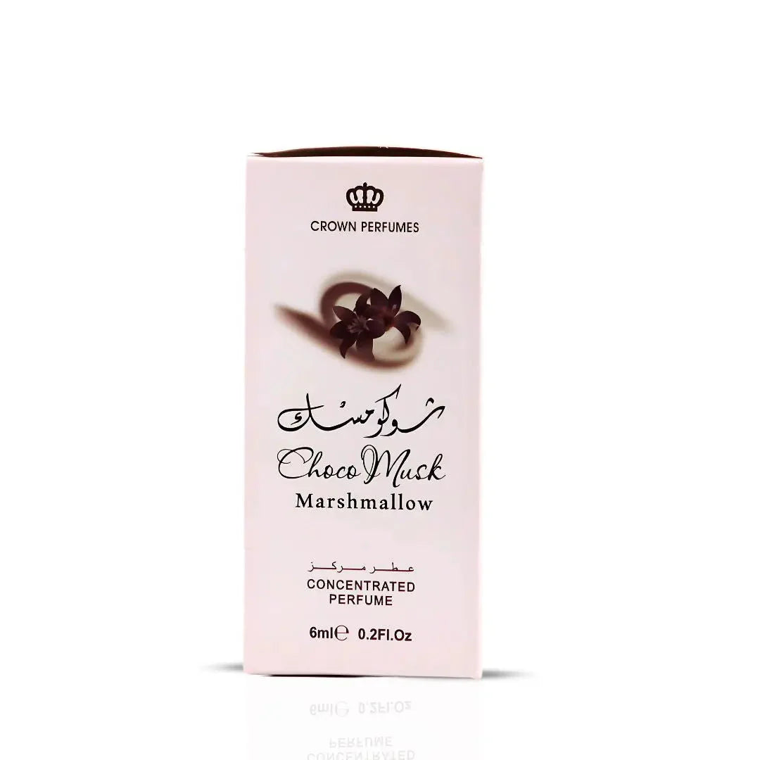Bilde av esken til Choco Musk Marshmallow Perfume Oil 6ml Al Rehab