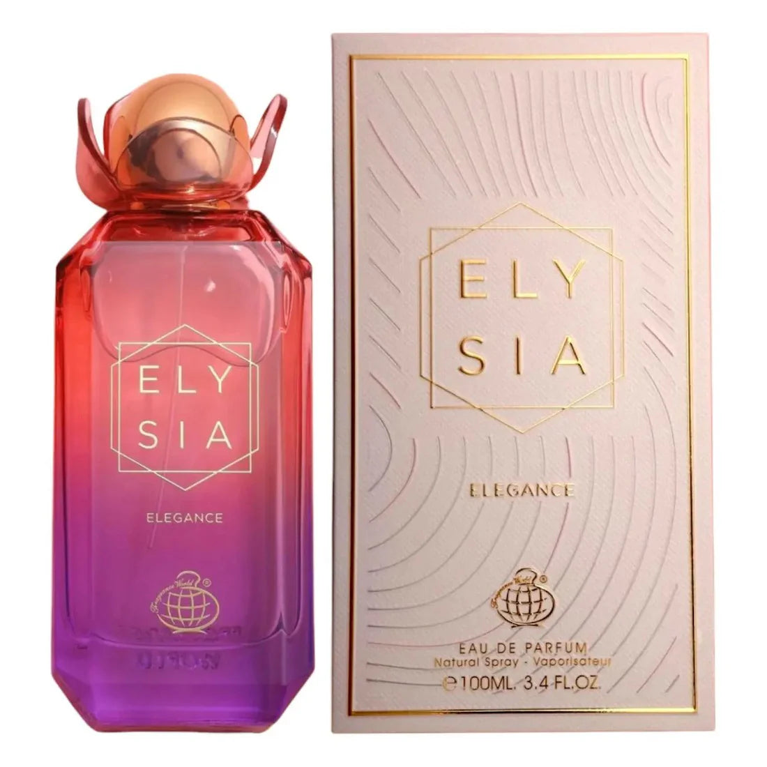 Bilde av parfymeflasken og esken til Elysia Elegance Perfume 100ml EDP Fragrance World