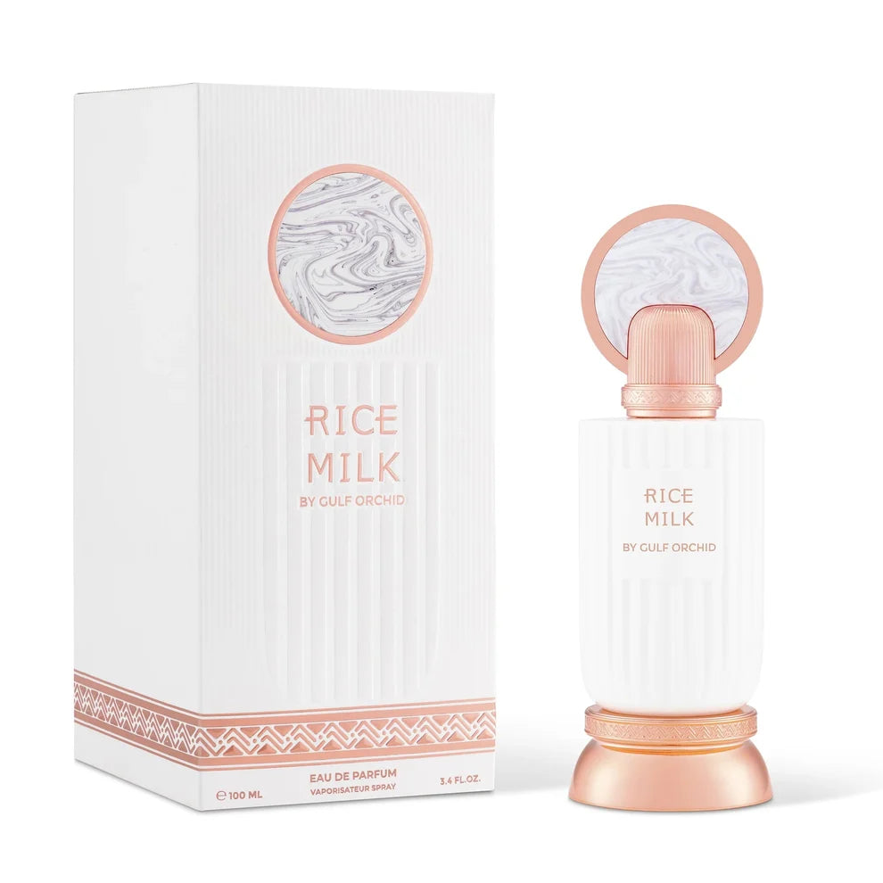 Esken og parfymeflasken til Gulf Orchid Rice Milk Parfyme