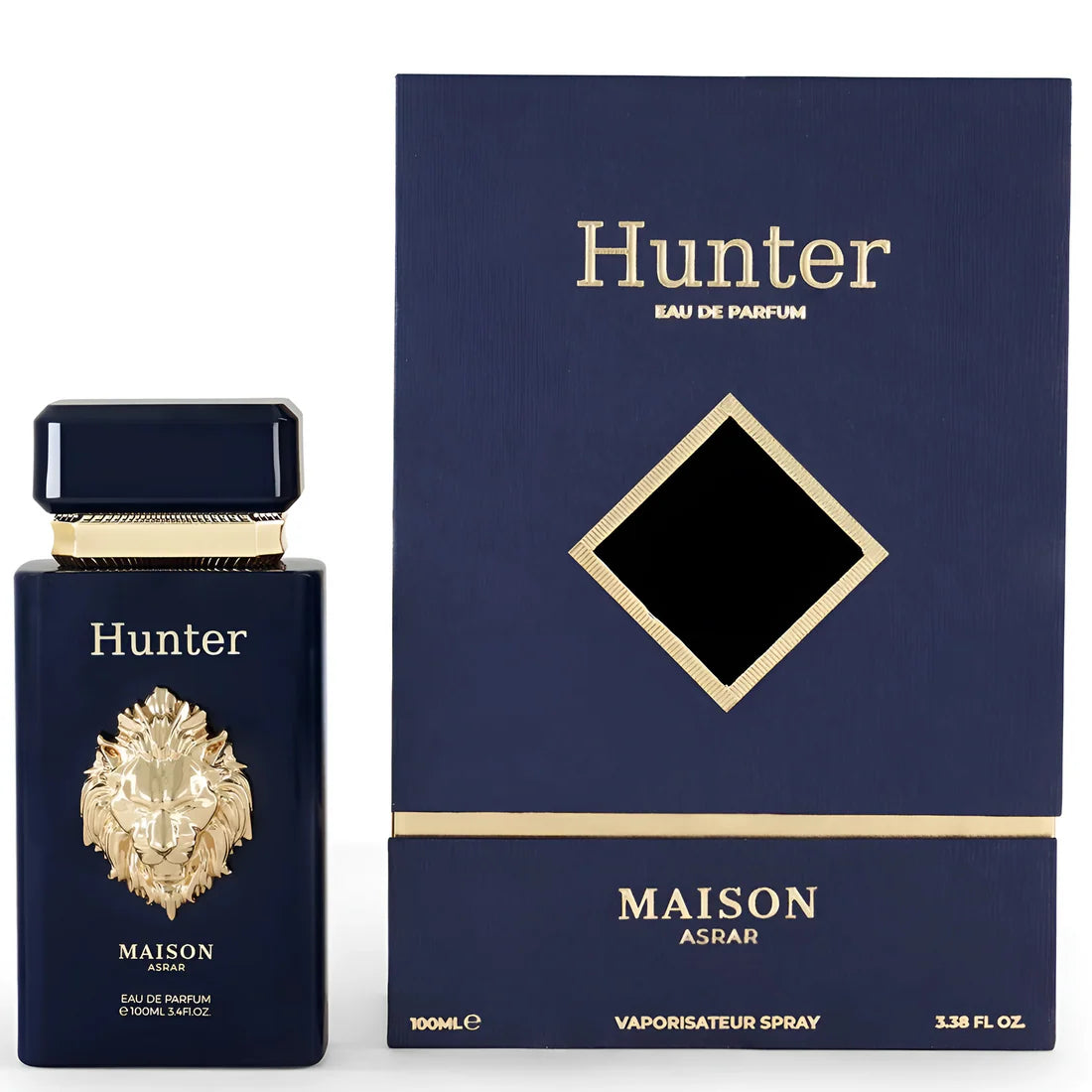 Parfymeflasken og eksen side om side til Hunter Perfume 100ml EDP Maison Asrar