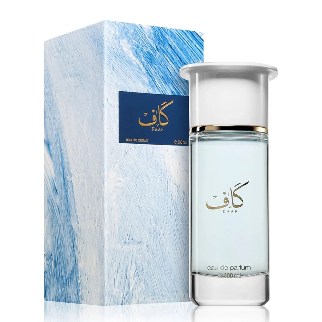 Esken og parfymeflasken side om side av Kaaf Perfume 100ml EDP Ahmed Al Maghribi
