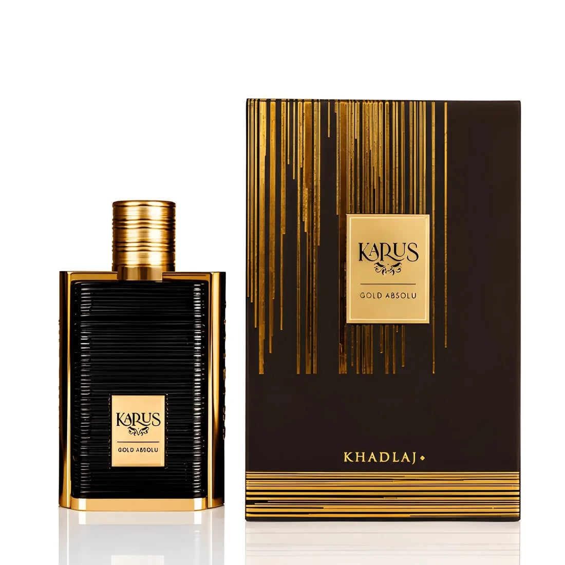 Parfymeflasken og esken til Khadlaj Karus Gold Absolu 100ml Parfyme