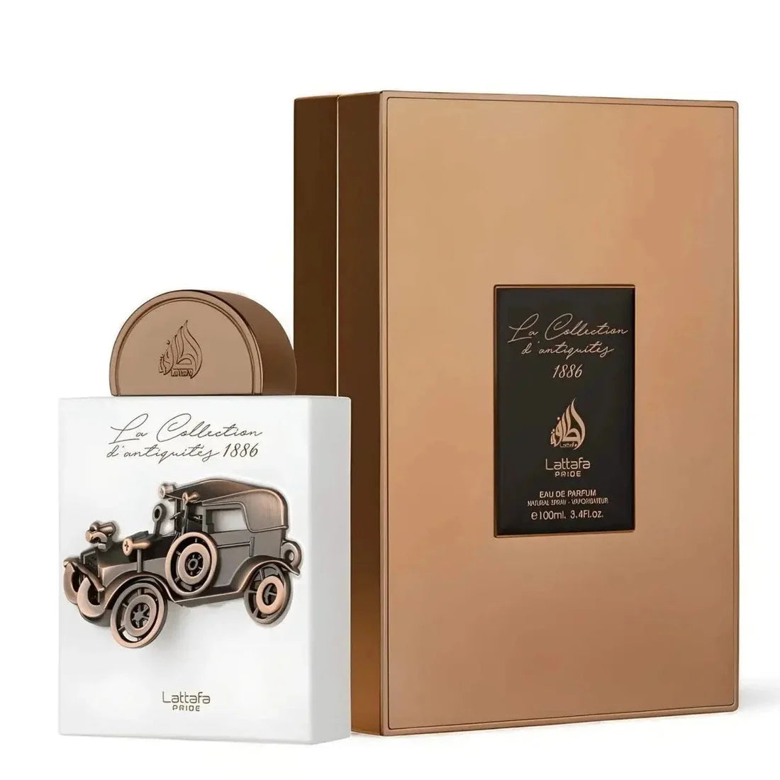 Parfymeflasken og esken til Lattafa Pride La Collection D'antiquites 1886 (Car) parfyme