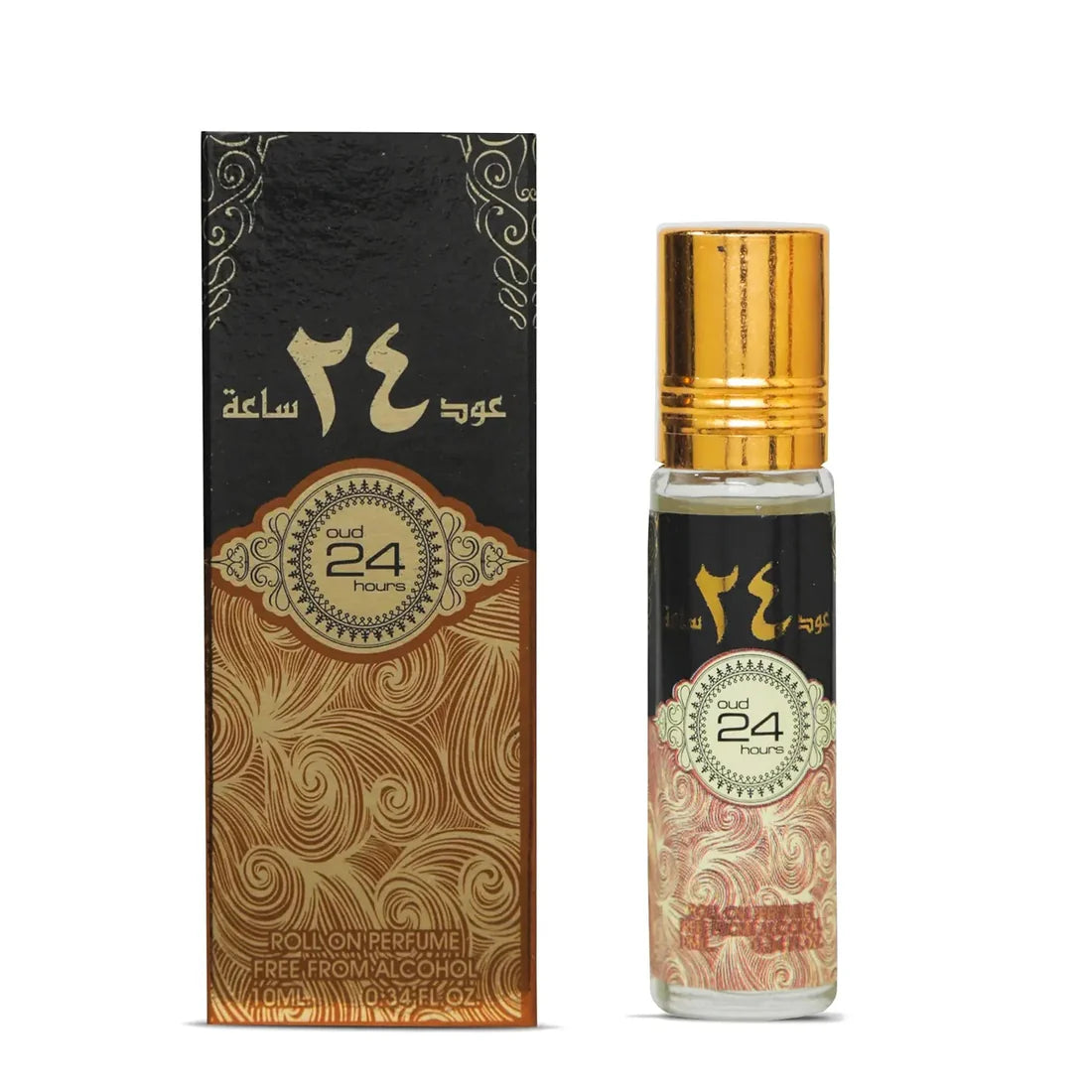 Bilde av esken og parfymeflasken side om side av Oud 24 Hours Perfume Oil 10ml Ard Al Zaafaran