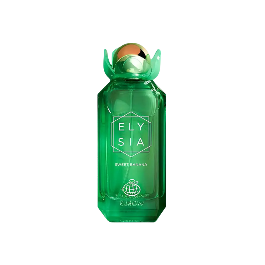 Parfymeflasken til Fragrance World Elysia Sweet Banana Parfyme