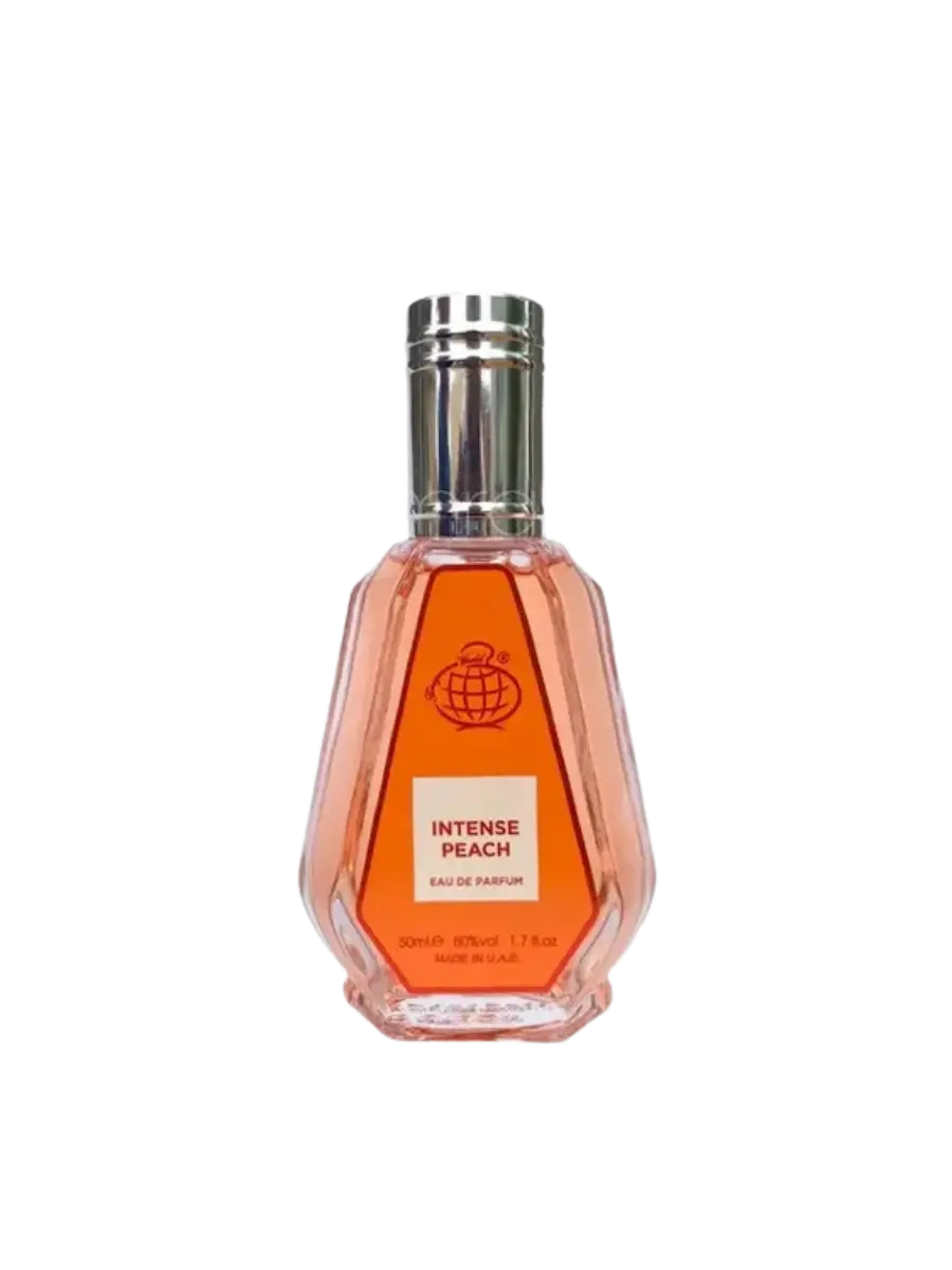 Parfymeflasken til Fragrance World Intense Peach 50ml Parfyme