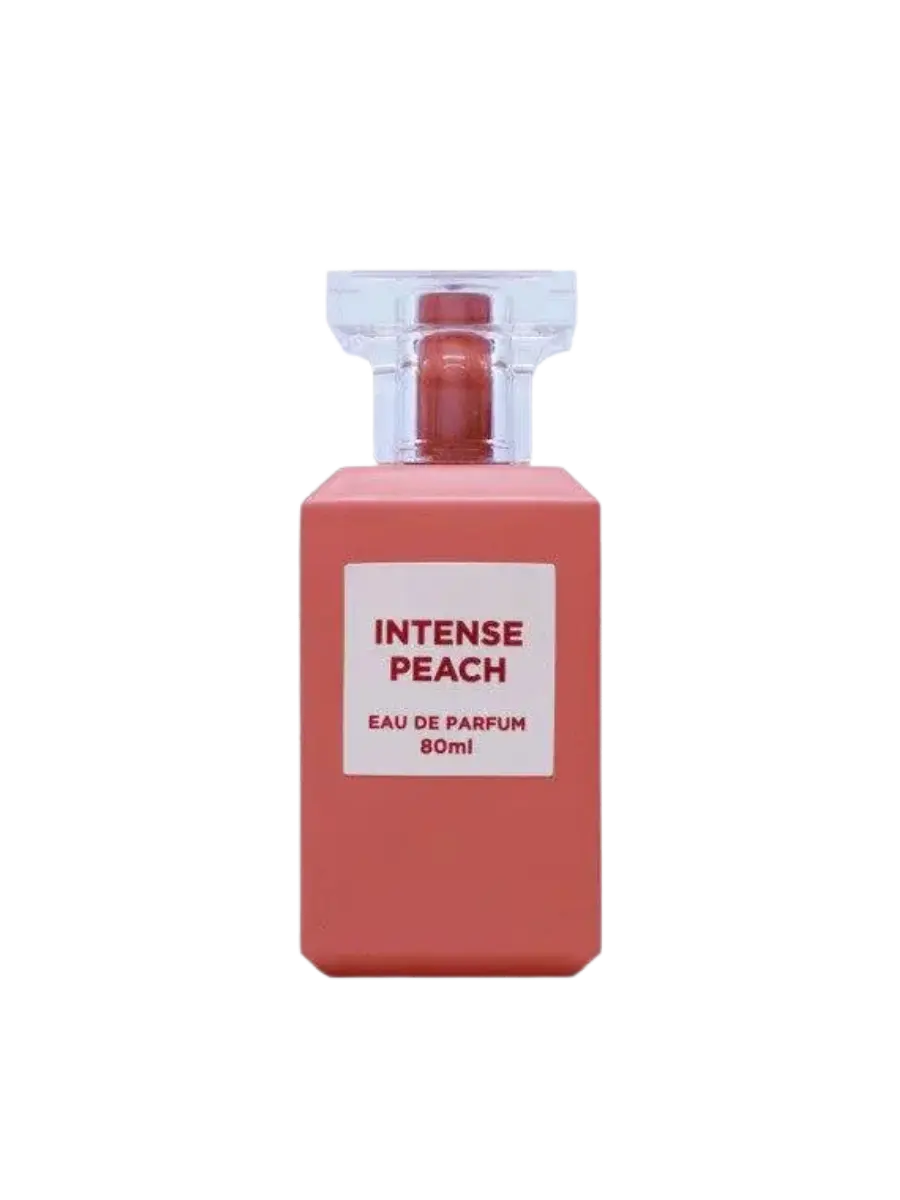 Parfymeflasken til Fragrance World Intense Peach Parfyme