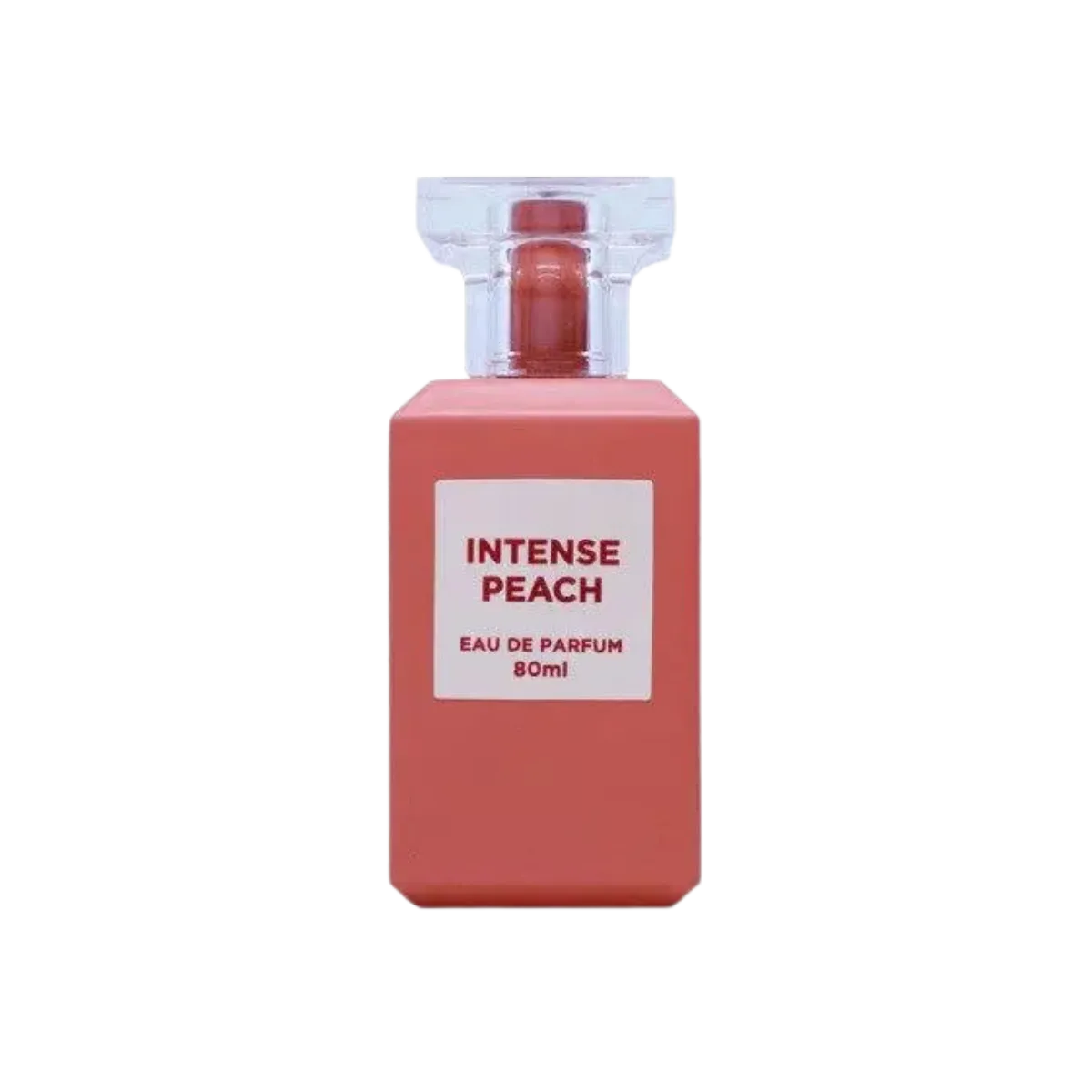 Parfymeflasken til Fragrance World Intense Peach Parfyme