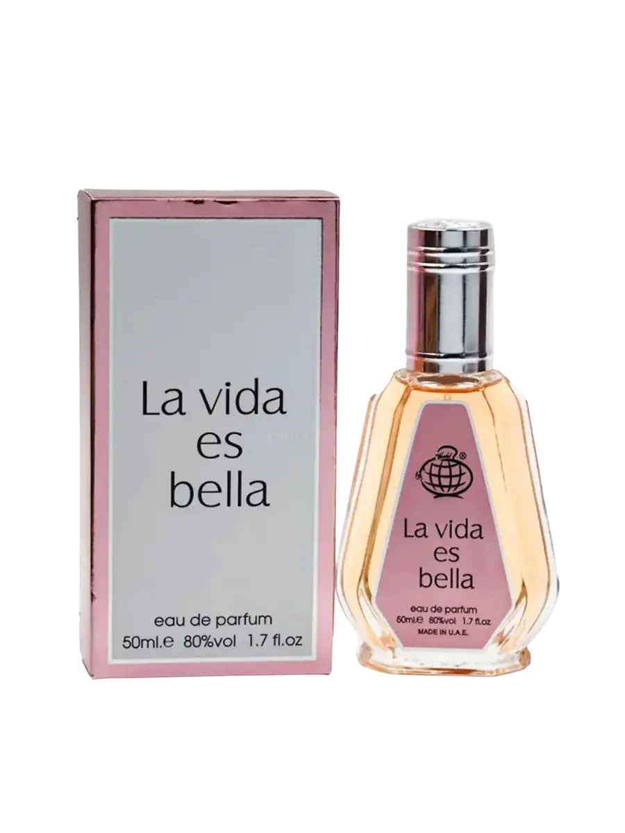 Parfymeflasken til Fragrance World La Vida Es Bella 50ml Parfyme