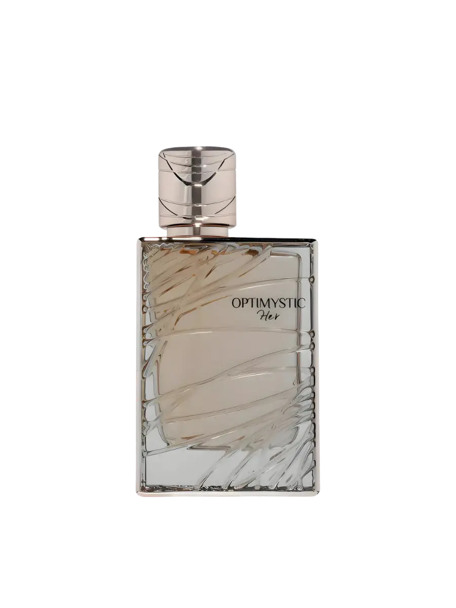 Parfymeflasken til Fragrance World Optimystic Her Parfyme