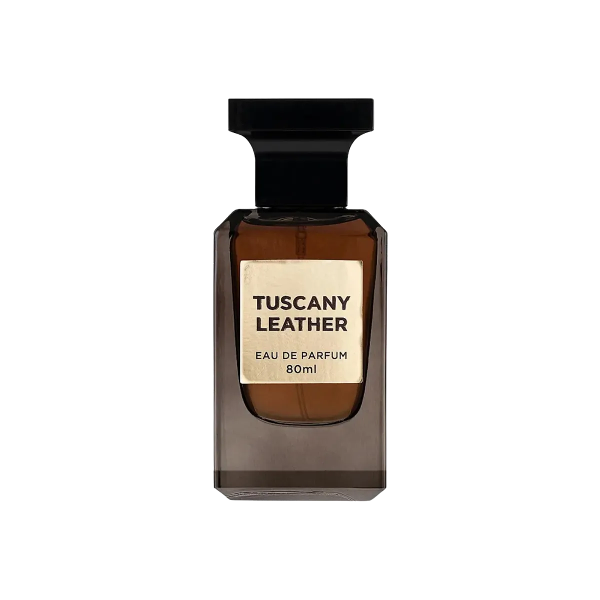 Parfymeflasken til Fragrance World Tuscany Leather Parfyme