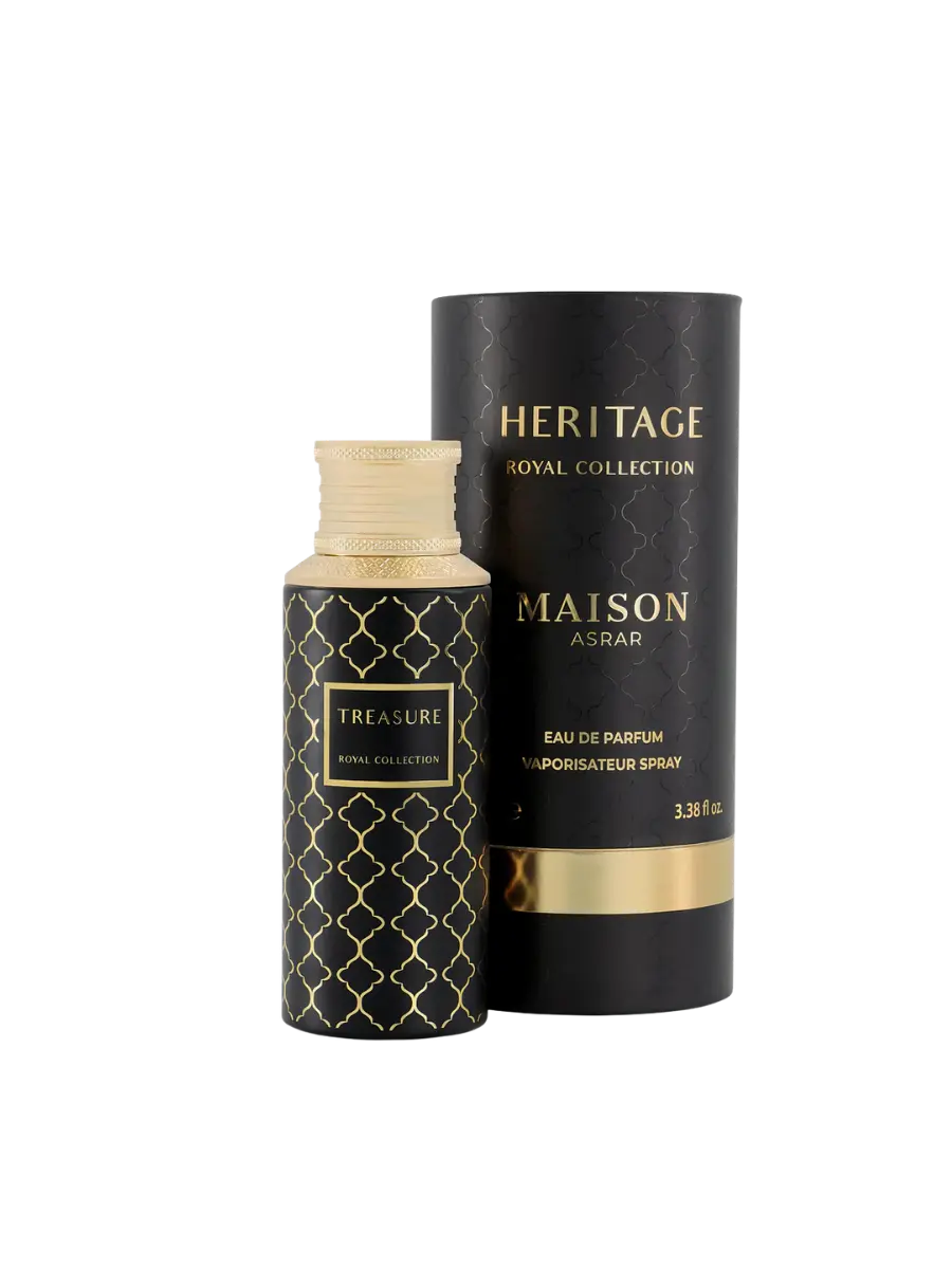 Parfymeflasken til Maison Asrar Treasure Parfyme