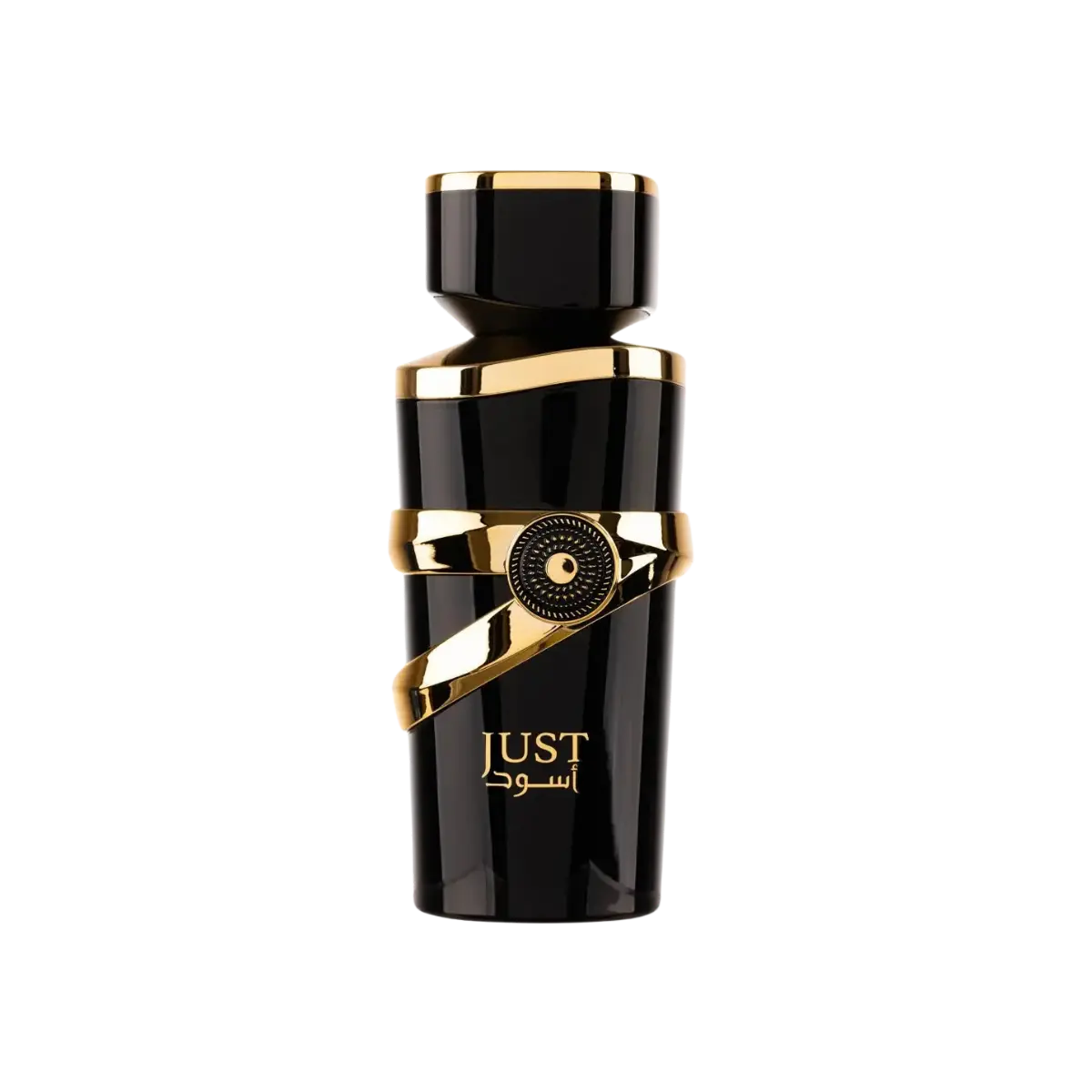 Parfymeflasken til Fragrance World Just Aswad parfyme