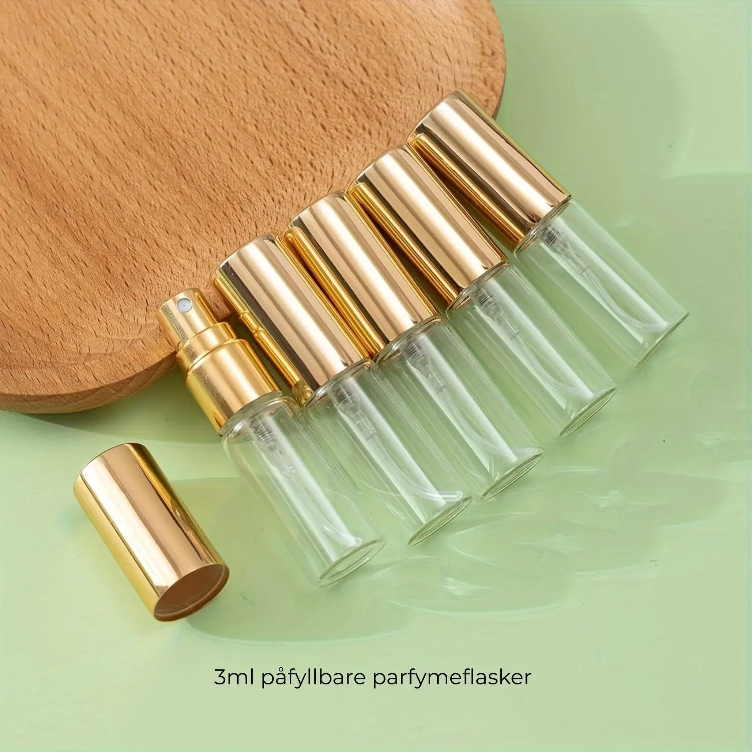 Mini parfymeflaske i glass – 3ml, påfyllbar