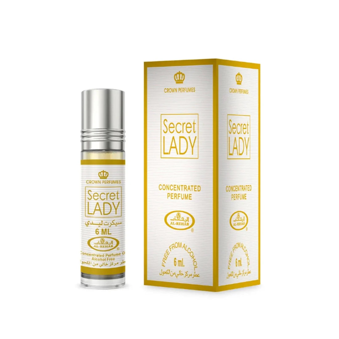 Bilde av parfymeflasken og esken til Secret Lady Perfume Oil 6ml Al Rehab