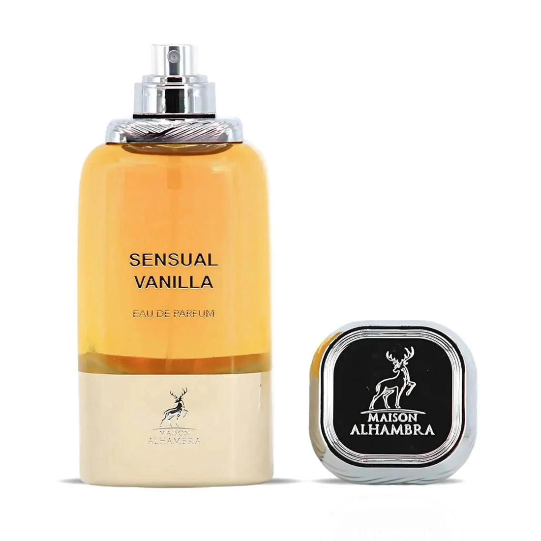 Bilde av parfymeflasken med korken tatt av av Sensual Vanilla Perfume 80ml EDP Maison Alhambra