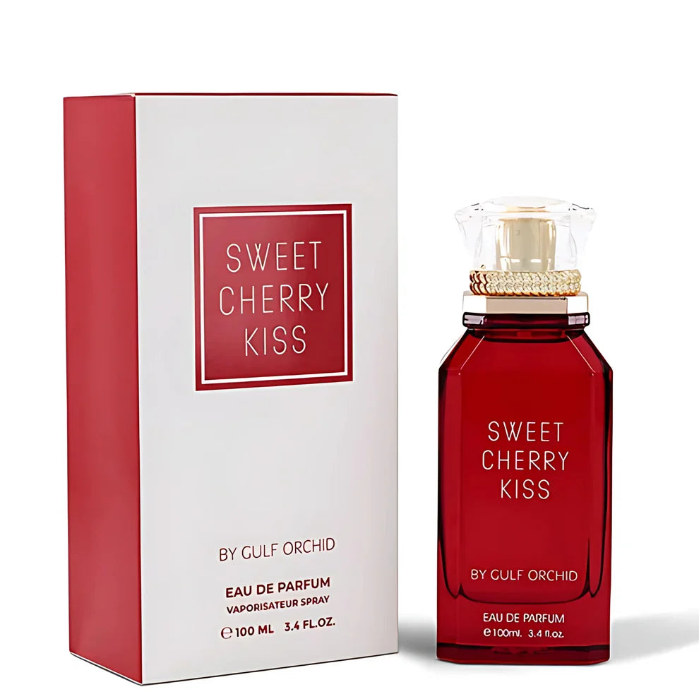 Esken og parfymeflasken til Gulf Orchid Sweet Cherry Kiss Parfyme