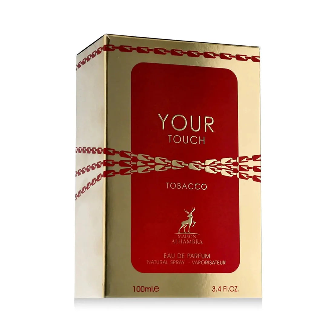 Bilde av esken til Your Touch Tobacco Perfume 100ml EDP Maison Alhambra