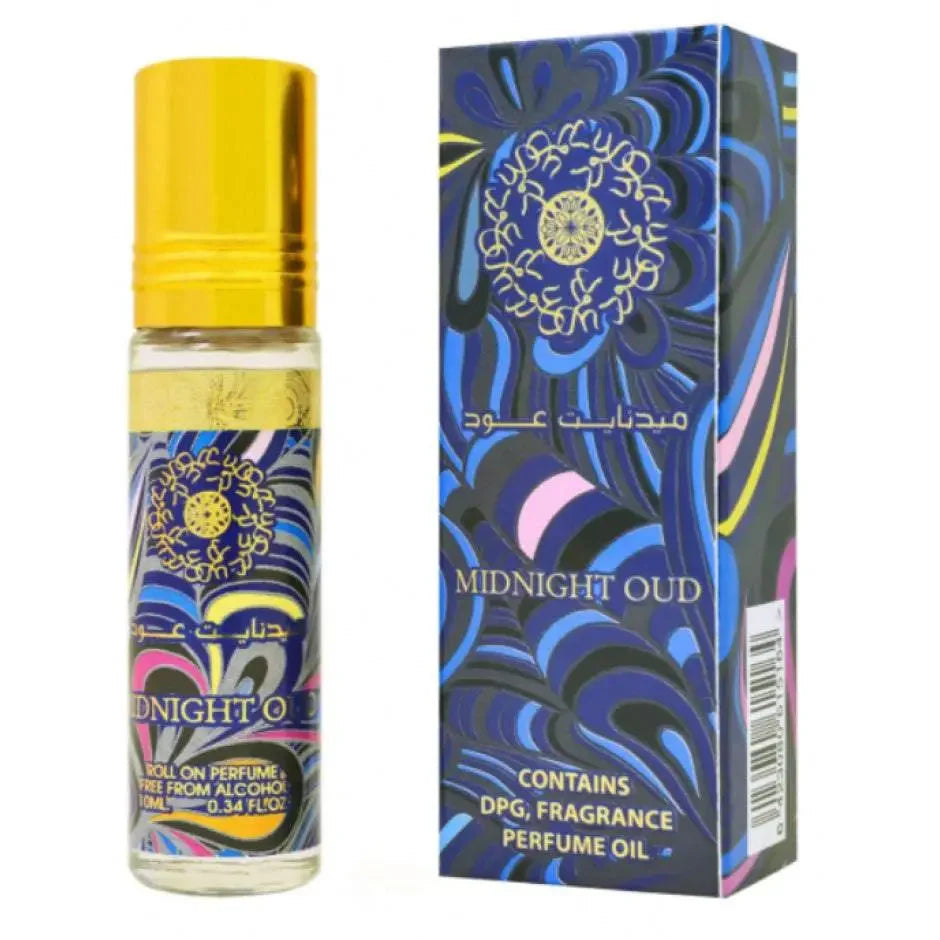 Bilde av flasken og esken til Midnight Oud Perfume Oil 10ml Ard Al Zaafaran