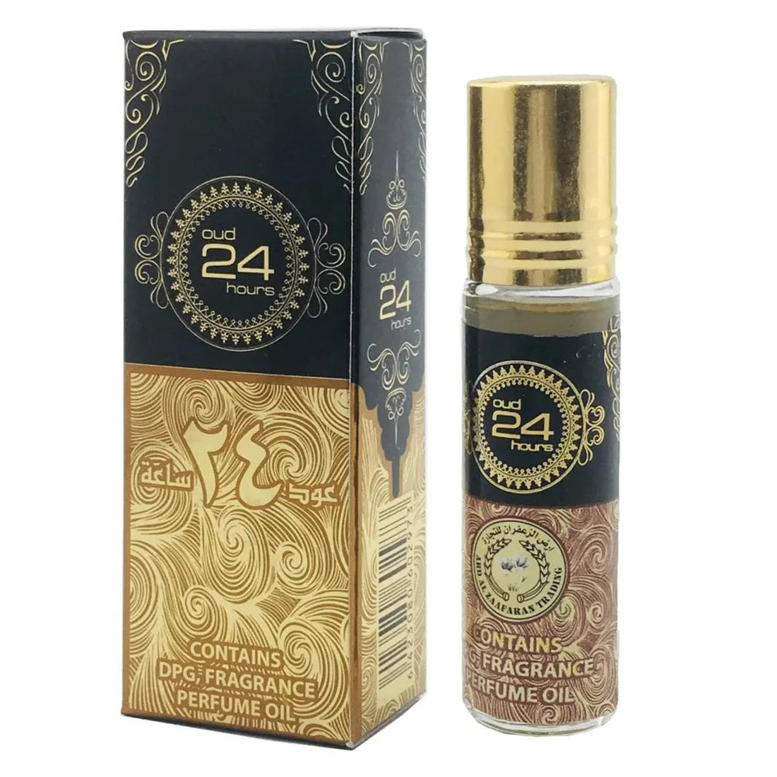 Bilde av esken og parfymeflasken side om side av Oud 24 Hours Perfume Oil 10ml Ard Al Zaafaran
