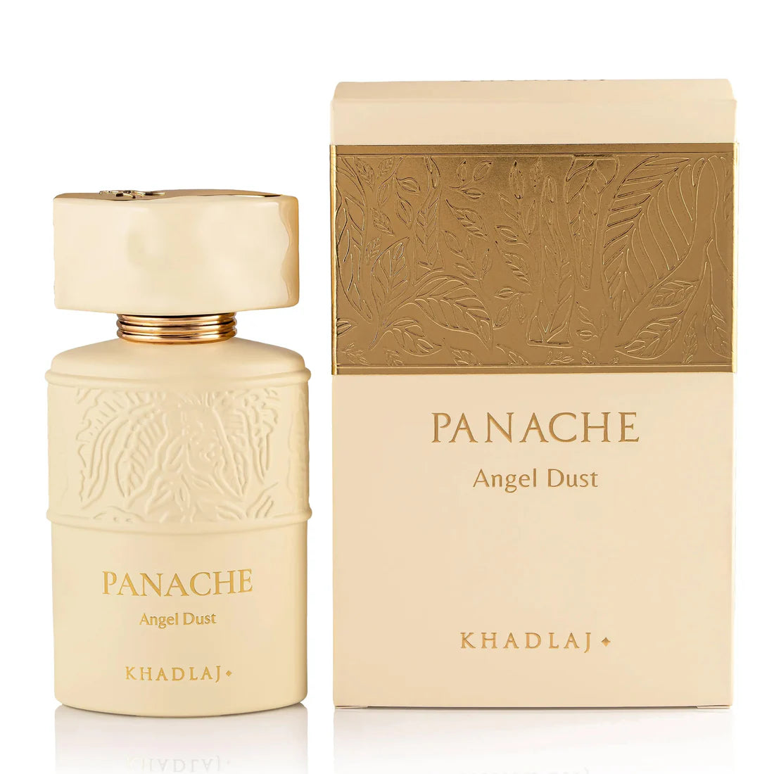 Parfymeflasken og esken til Panache Angel Dust Perfume 100ml Khadlaj
 side om side