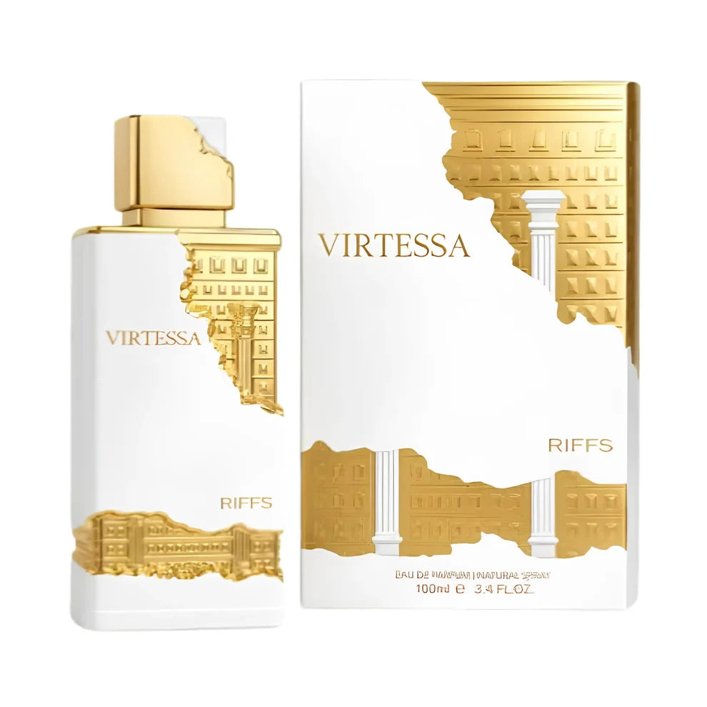 Parfymeflasken og esken til Virtessa Extrait de Parfum by Riiffs Parfyme